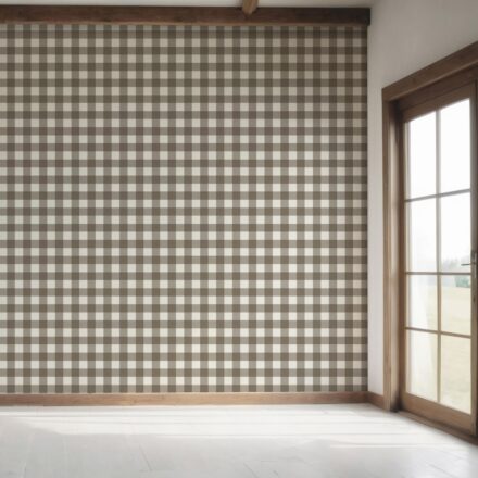 'Duke' Neutral Geometric Gingham Checkered Wallpaper (Taupe Brown) - Image 7