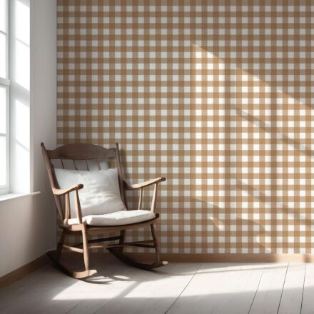 'Kalido Travel' Geometric Gingham Checkered Wallpaper (Ochre Orange) - Image 5