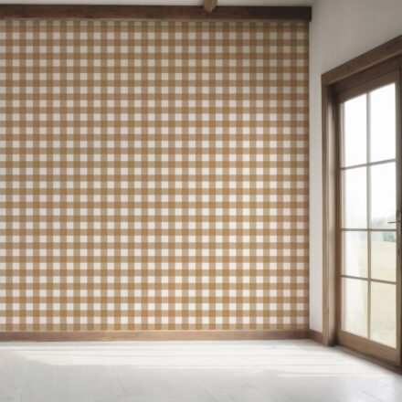 'Kalido Travel' Geometric Gingham Checkered Wallpaper (Ochre Orange) - Image 7