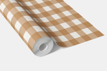 'Kalido Travel' Geometric Gingham Checkered Wallpaper (Ochre Orange) - Image 4