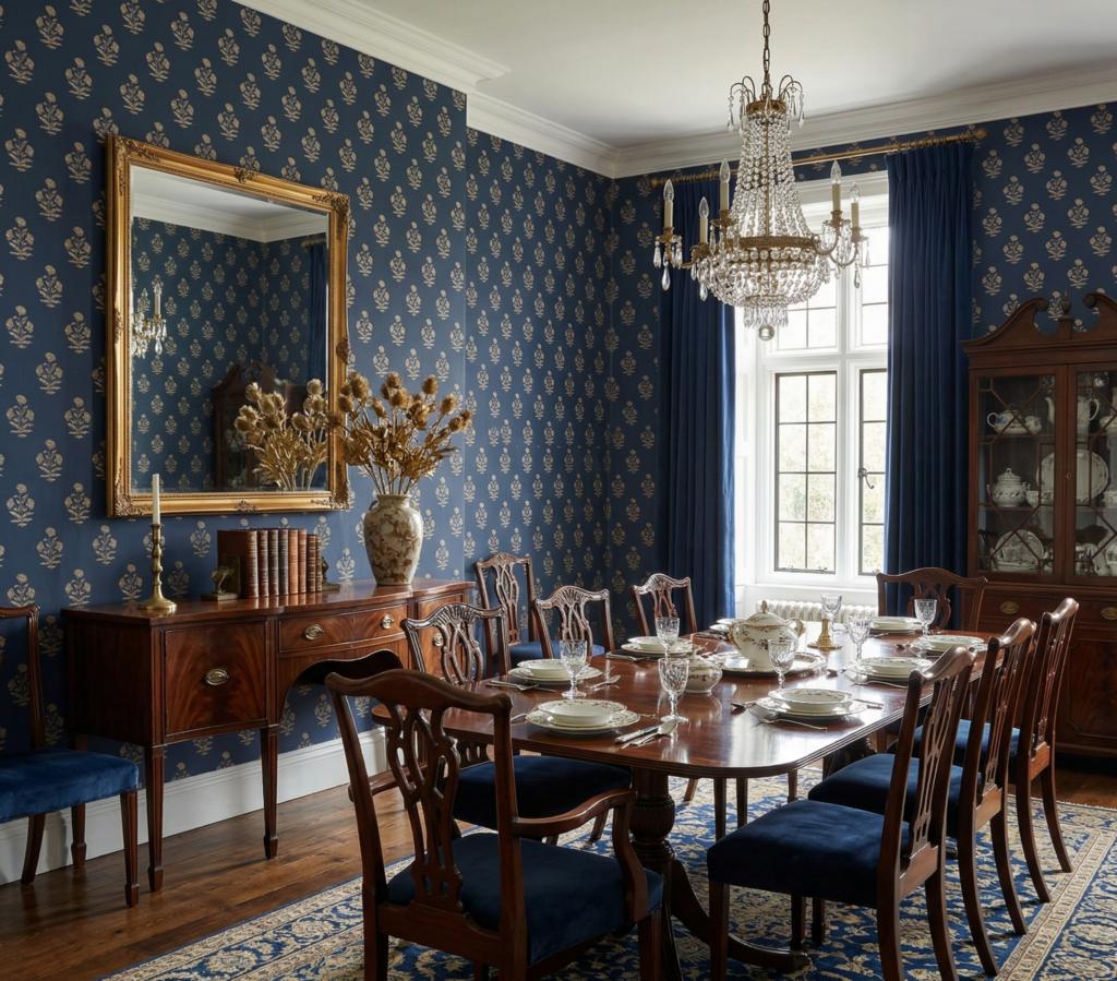 Damask wallpaper for dining room
