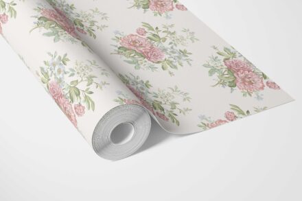 'Sarno' Floral Block Print Wallpaper (Cream/ Soft Pink/ Green/ Duck Egg Blue) - Image 3