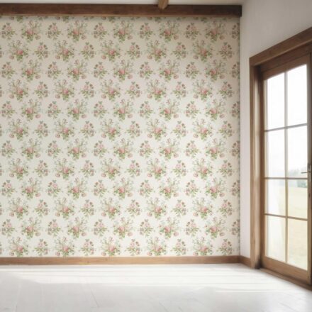 'Tweed Heads' Patterned Floral Block Print Wallpaper (Cream/ Soft Pink/ Green/ Blue) - Image 7