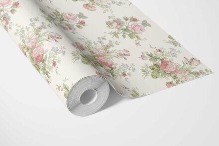 'Tweed Heads' Patterned Floral Block Print Wallpaper (Cream/ Soft Pink/ Green/ Blue) - Image 3