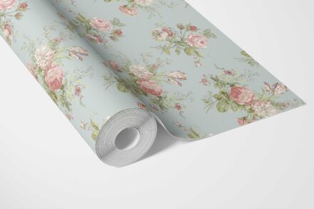 'Gales Point' Patterned Floral Block Print Wallpaper (Blue/ Pink/ Green) - Image 3
