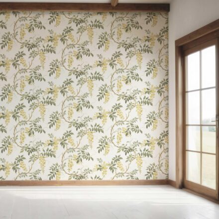 'Reverie' Floral Vine/ Botanical Patterned Wallpaper (Cream/ Yellow/ Green) - Image 7