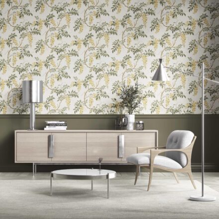 'Reverie' Floral Vine/ Botanical Patterned Wallpaper (Cream/ Yellow/ Green) - Image 2