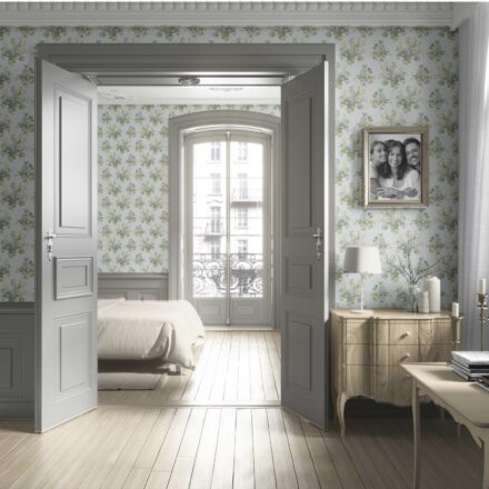 'Modena' Patterned Floral Block Print Wallpaper (Blue/ Green/ Yellow) - Image 4