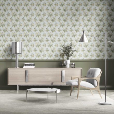 'Modena' Patterned Floral Block Print Wallpaper (Blue/ Green/ Yellow) - Image 2