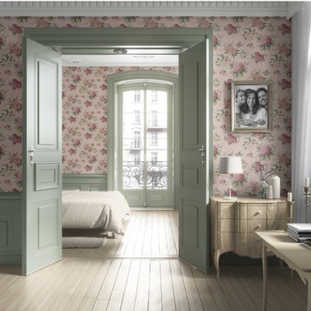 'Woodbell' Modern Floral Block Print Wallpaper (Pink/ Green) - Image 4