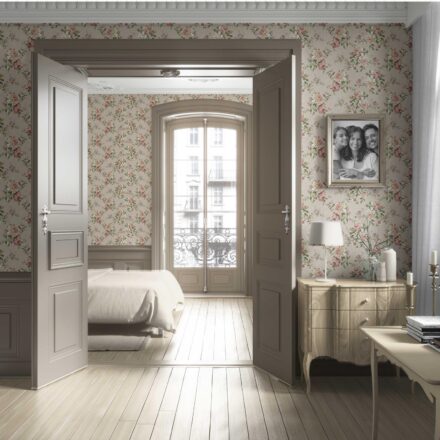 'Eltham' English Floral Patterned Wallpaper (Beige/ Warm Gray/ Pink/ Green) - Image 4