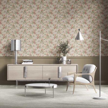'Eltham' English Floral Patterned Wallpaper (Beige/ Warm Gray/ Pink/ Green) - Image 2