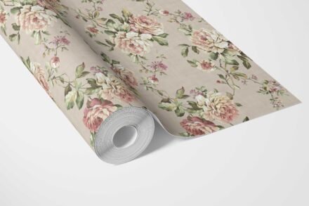 'Eltham' English Floral Patterned Wallpaper (Beige/ Warm Gray/ Pink/ Green) - Image 3