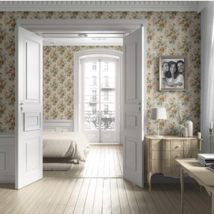 'Sorrento' English Floral Print Wallpaper (Beige/ Green/ Orange/ Yellow) - Image 4