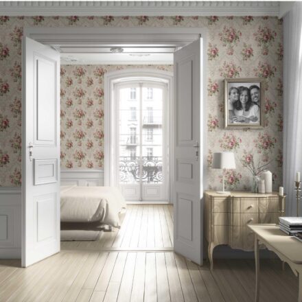 'Vasto' Floral Damask Patterned Wallpaper (Beige/ Pink/ Green) - Image 4