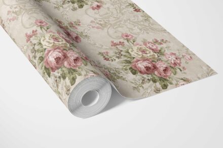'Vasto' Floral Damask Patterned Wallpaper (Beige/ Pink/ Green) - Image 3