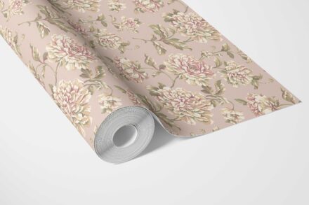 'Katsura' Chinoiserie/ English Floral Wallpaper (Light Pink/ Peach/ Cream/ Green) - Image 3