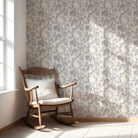 'Wisterleigh' Floral Toile/ Bird Print Chinoiserie Wallpaper (Dove Gray/ Off-White) - Image 5
