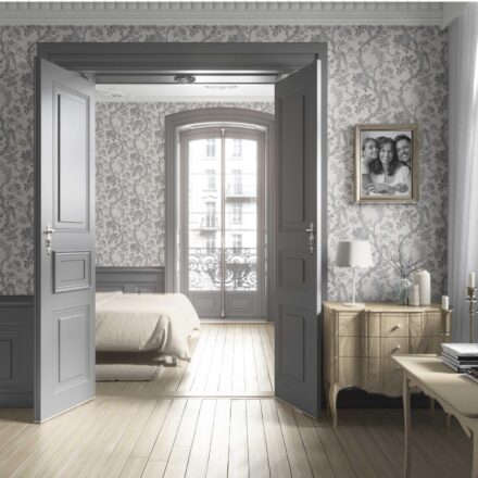 'Wisterleigh' Floral Toile/ Bird Print Chinoiserie Wallpaper (Dove Gray/ Off-White) - Image 4