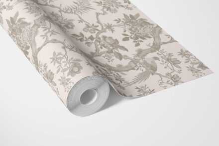 'Willowbourne' Floral Toile/ Bird Print Chinoiserie Wallpaper (Brown/ Beige/ Taupe) - Image 3