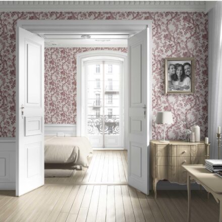 'Blooms Berry' Floral Toile/ Bird Print Chinoiserie Wallpaper (Brick Red/ Burgundy) - Image 4