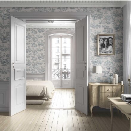 'Tasmania' Toile de Jouy/ Nature Print Wallpaper (Blue/ Gray/ Off-White) - Image 4