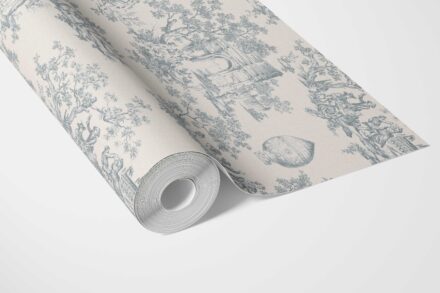 'Tasmania' Toile de Jouy/ Nature Print Wallpaper (Blue/ Gray/ Off-White) - Image 3