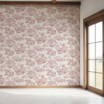 'Neverland' Toile de Jouy/ Nature Print Wallpaper (Pink/ Off-White) - Image 7