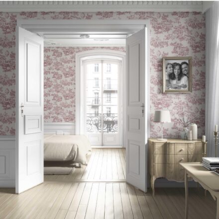 'Neverland' Toile de Jouy/ Nature Print Wallpaper (Pink/ Off-White) - Image 4