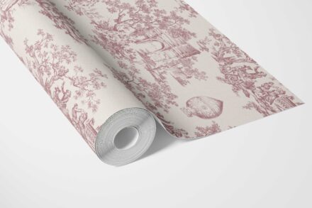 'Neverland' Toile de Jouy/ Nature Print Wallpaper (Pink/ Off-White) - Image 3