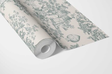 'Viterbo' Toile de Jouy/ Nature Print Wallpaper (Duck Egg Blue/ Off-White) - Image 3
