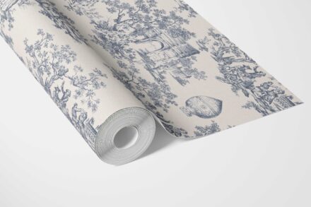 'Sky Petal' Toile de Jouy/ Nature Print Wallpaper (Navy Blue/ Off-White) - Image 3