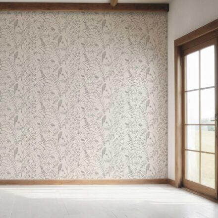 'Shoreline' Birds Print/ Botanical Wallpaper (Gray/ Off-White) - Image 7
