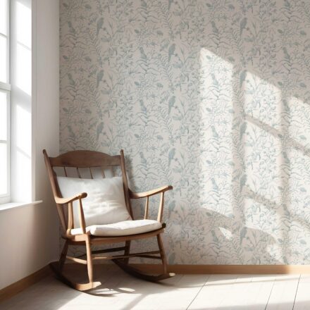 'Freshfield' Birds Print/ Botanical Wallpaper (Duck Egg Blue/ Off-White) - Image 5
