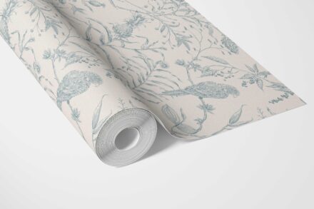 'Freshfield' Birds Print/ Botanical Wallpaper (Duck Egg Blue/ Off-White) - Image 3