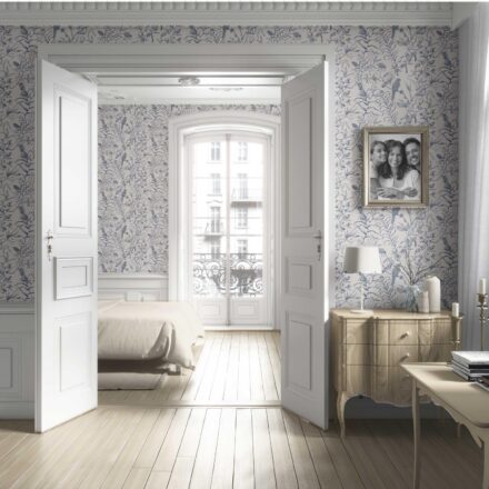 'Midnight Punk' Birds Print/ Botanical Wallpaper (Navy Blue) - Image 4