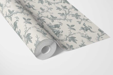 'Aruacana' Floral Toile de Jouy Wallpaper (Blue-Gray/ Off-White) - Image 3