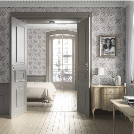 'Stone Mist' Vintage-Inspired Floral Toile/ Botanical Wallpaper (Warm Gray/ Greige) - Image 4