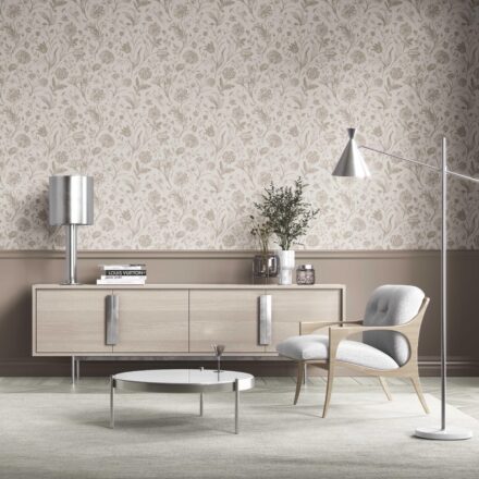'Chill Buff' Neutral Floral/ Botanical Wallpaper (Beige/ Soft Taupe) - Image 2