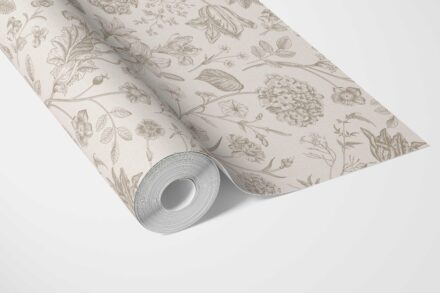 'Chill Buff' Neutral Floral/ Botanical Wallpaper (Beige/ Soft Taupe) - Image 3