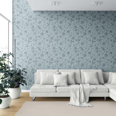 'Freezing' Floral/ Botanical Wallpaper (Slate Blue/ Gray) - Image 6