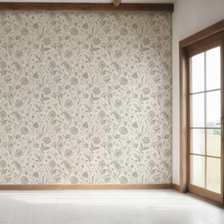 'Glimpse' Floral/ Botanical Wallpaper (Olive Green) - Image 7