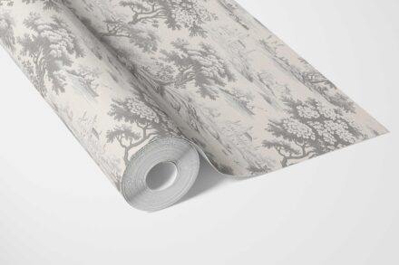 'Arbor Ash' Floral Toile de Jouy Nature Print Wallpaper (Silver Gray) - Image 3