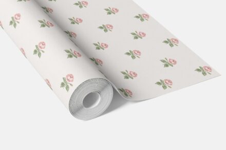 'Attalens' Vintage-Inspired Floral Block Print Wallpaper (Pink/ Green/ White) - Image 2
