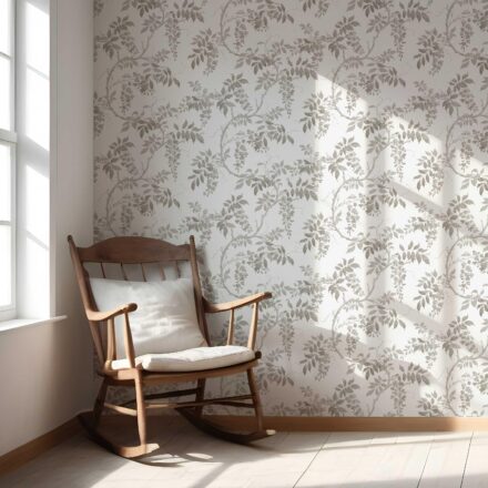 'Pebble Ash' Neutral Floral Vine/ Botanical Wallpaper (Gray/ Greige/ White/ Taupe) - Image 5