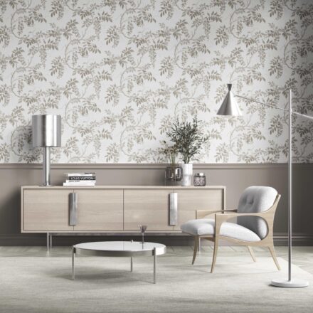 'Pebble Ash' Neutral Floral Vine/ Botanical Wallpaper (Gray/ Greige/ White/ Taupe) - Image 2