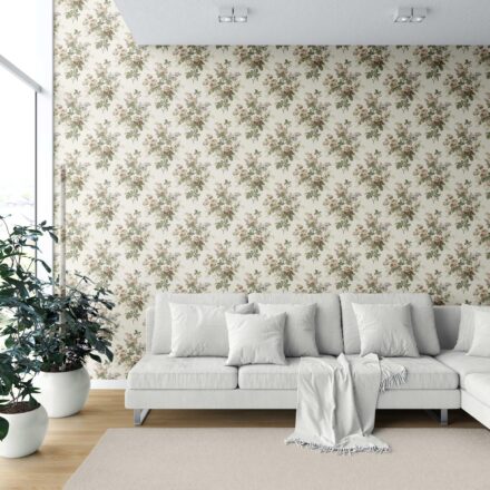 'Royal Pillar' English Floral Print Wallpaper (Cream/ Beige/ Brown/ Green/ Gray) - Image 6