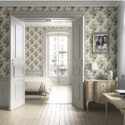 'Royal Pillar' English Floral Print Wallpaper (Cream/ Beige/ Brown/ Green/ Gray) - Image 4