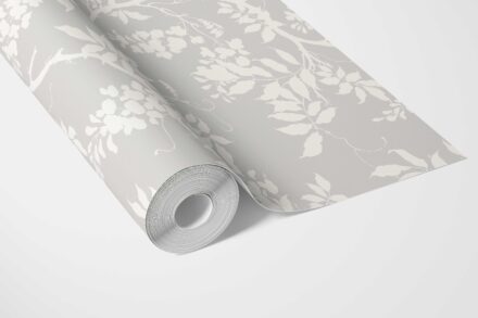 'Sassari' Neutral Floral Vine/ Botanical Wallpaper (Dove Gray/ Off-White) - Image 3