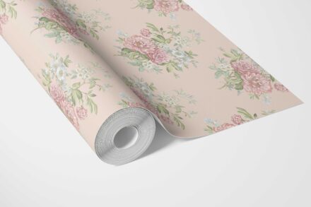 'Amerbagh' Floral Block Print Wallpaper (Blush Pink/ Blue/ Green) - Image 3